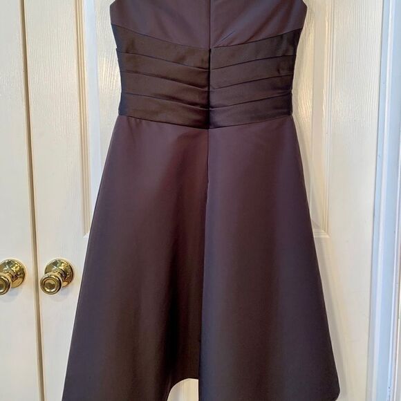 BLACK SATIN TEA LENGTH DAVID’s BRIDAL F127722 S-6 - Picture 7 of 7